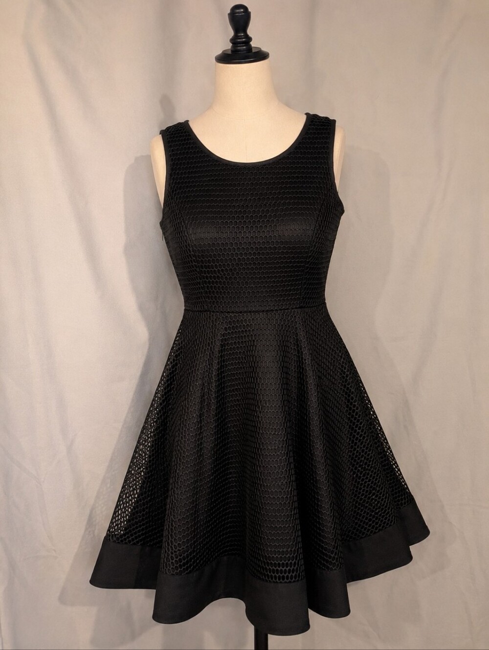 Black Fishnet Fit & Flare Skater Mini Dress Forever 21